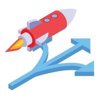 Mentor rocket icon, isometric style vector