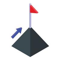 Online marketing flag target icon, isometric style vector