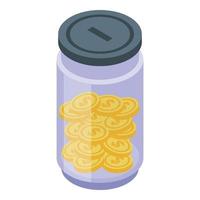 Bank coin jar icon, isometric style vector