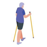 Activity nordic walking icon, isometric style vector