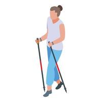 Adventure nordic walking icon, isometric style vector