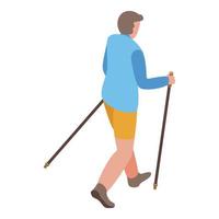 Fitness nordic walking icon, isometric style vector