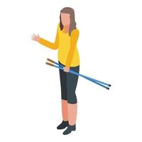 Climb nordic walking icon, isometric style vector