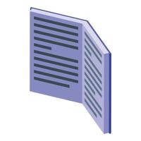 Open book icon, isometric style vector