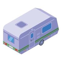 Camp bus trailer icon, isometric style vector
