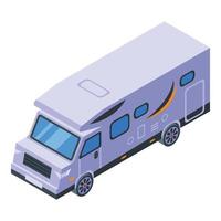 Camp trip bus icon, isometric style vector