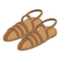 Retro sandals icon, isometric style vector