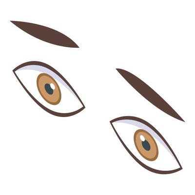 Scared boy eyes icon, isometric style