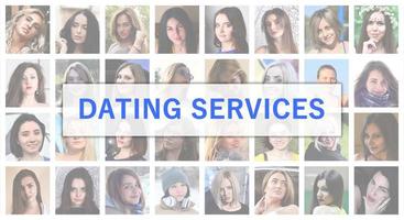 Dating services. The title text is depicted on the background of photo