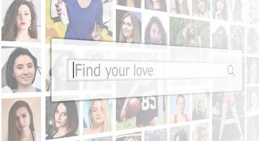 Find your love. The text is displayed in the search box on the b photo