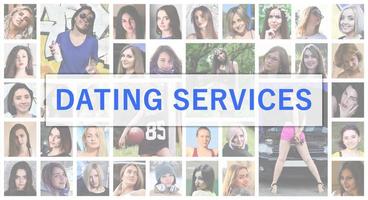 Dating services. The title text is depicted on the background of photo