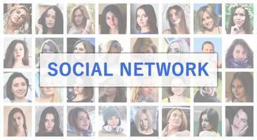 Social network. The title text is depicted on the background of photo