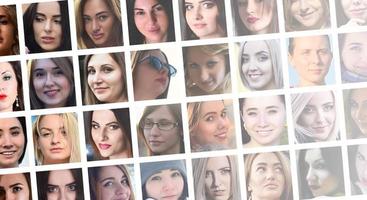 Collage group portraits of young caucasian girls for social medi photo