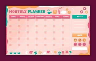 Simple Cute Tamplate Monthly Planner vector