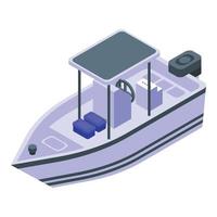 icono de barco de pesca en el mar, estilo isométrico vector