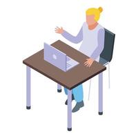 Quarantine school test icon, isometric style vector