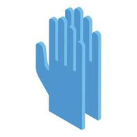 icono de guantes médicos azules, estilo isométrico vector