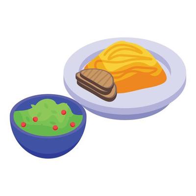 Lunch spaghetti icon, isometric style