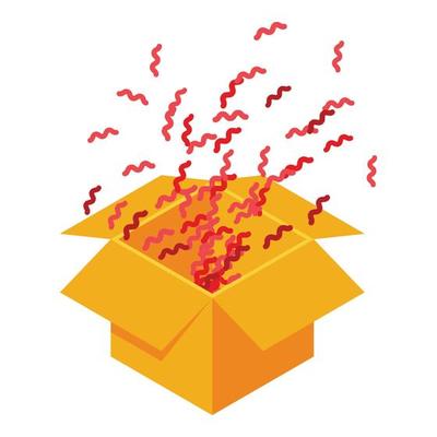 Confetti surprise box icon, isometric style