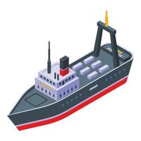 Catch fishing ship icon, isometric style vector