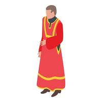 icono de ropa roja de sacerdote, estilo isométrico vector