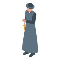 Pastor priest icon, isometric style vector