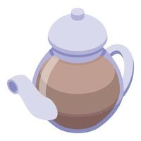 Transparent tea pot icon, isometric style vector