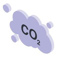 Global warming co2 icon, isometric style vector