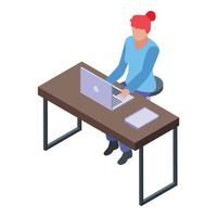 School laptop writing icon, isometric style vector