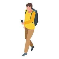 Student make phone call icon, isometric style vector