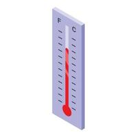icono de temperatura de calentamiento global, estilo isométrico vector
