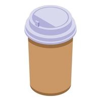 Coffee plastic cup icon, isometric style vector