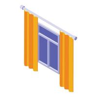 Cozy home curtains icon, isometric style vector