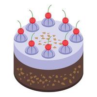 Cherry cake icon, isometric style vector