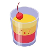 Summer cocktail icon, isometric style vector