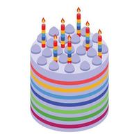 Candles cake icon, isometric style vector