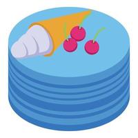 Party cake icon, isometric style vector