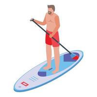 Sup surfing sport icon, isometric style vector