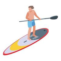 Sea surfing icon, isometric style vector