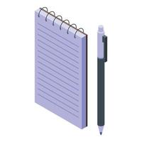 Pen and notebook icon, isometric style vector