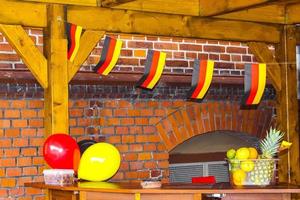 German celebration with bratwurst grill and beer stand in Germany. photo