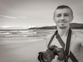 fotógrafo turista viajero ilha grande lopes mendes playa brasil. foto