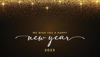 Happy new year 2023 background with golden glitters vector