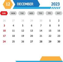 Free Template Calendar December 2023 Vector Design Square