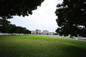 Park with canal on square Prato della Valle and Basilica Santa Giustina in Padova, Veneto, Italy. photo