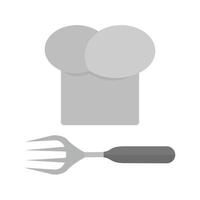 Chef Hat and Fork Flat Greyscale Icon vector