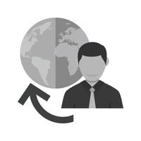 Global Profile Flat Greyscale Icon vector