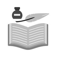 Quill and Book Flat Greyscale Icon vector