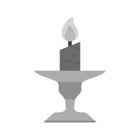 Candle on Stand Flat Greyscale Icon vector