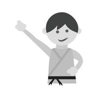 haciendo karate icono plano en escala de grises vector